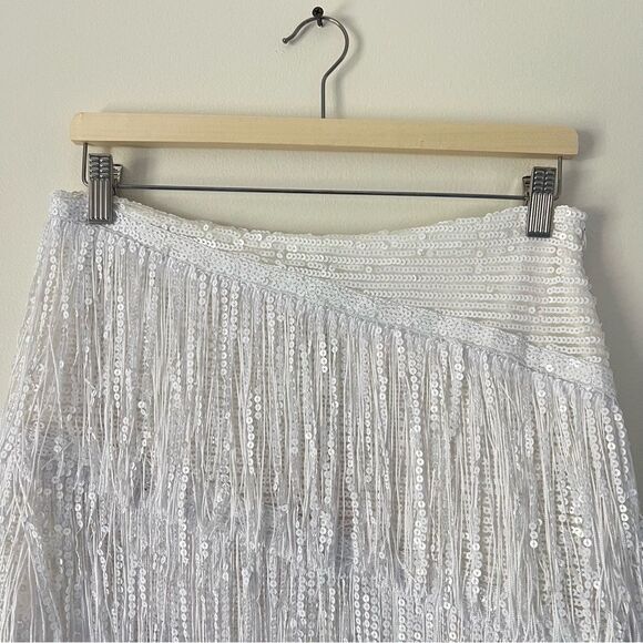 Superdown White Fringe Mini Skirt - Picture 6 of 12